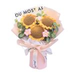Led-gehaakte Boeket van kunstbloemen, handgemaakt gebreid kunstboeket voor Valentijnsdag, roze