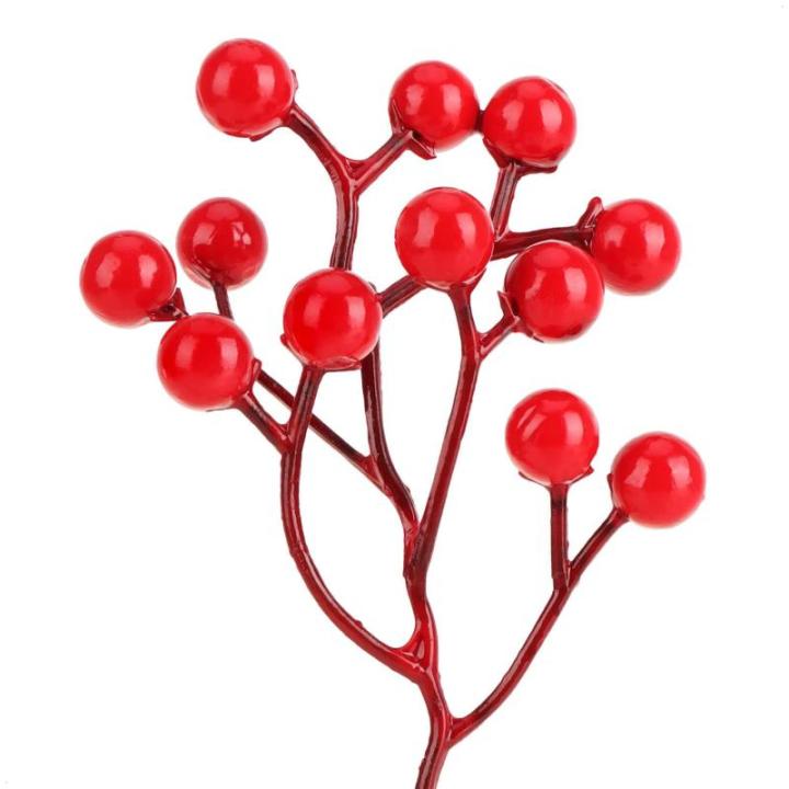 25x Decoratieve tak - decoratieve kleine takken met bessen - decoratieve takken als tafeldecoratie - knutselaccessoires voor doe-het-zelfwerkzaamheden (25 stuks - rode bessen 1)