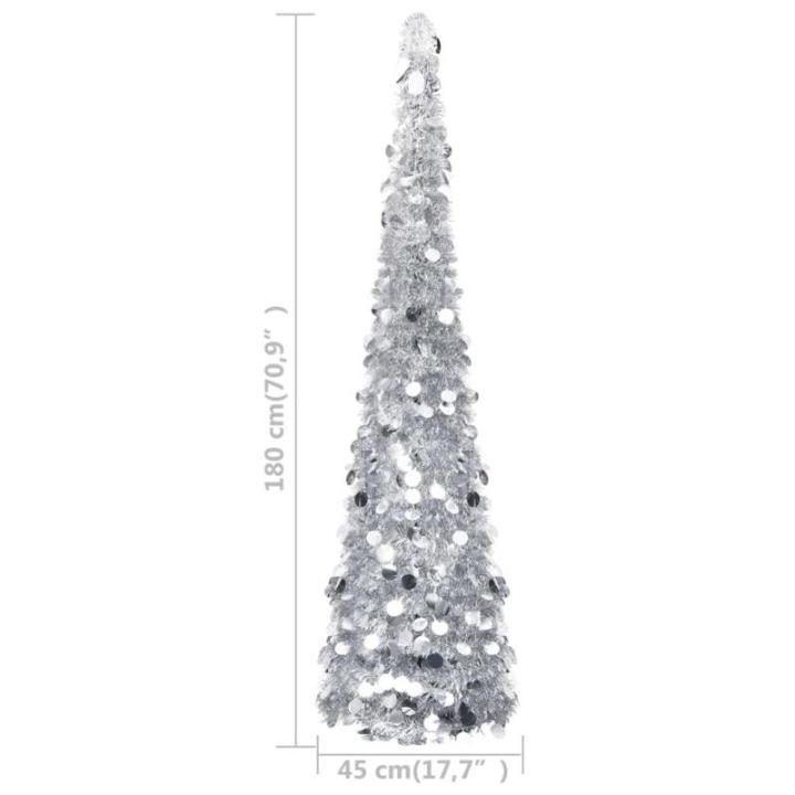 Künstlicher Pop-Up-Weihnachtsbaum Künstlicher Weihnachtsbaum Christbaum Tannenbaum Kunstbaum Weihnachten für Weihnachtsdeko Silber 180 cm PET