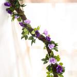 2 stuks 240 cm lange tweekleurige kunstrozenslinger-ranken, hangende zijden bloemen, voor buiten- en binnen, bruiloft- en muurdecoratie (paars)