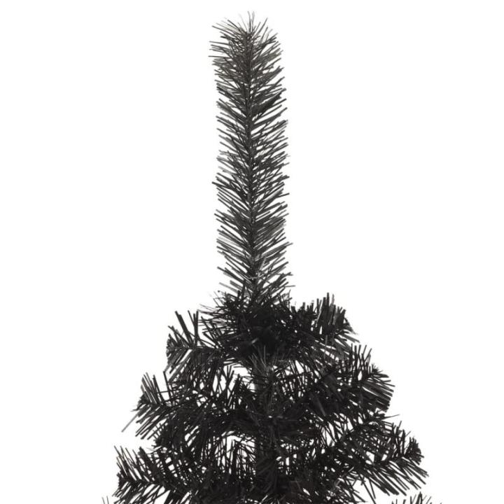 Schwarzer künstlicher halber Weihnachtsbaum, Tannenbaum mit Metallständer, Weihnachtsdekoration fürs Zimmer (240 cm)