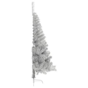Künstlicher Halb-Weihnachtsbaum mit Ständer Silber 150 cm PET, Tannenbaum Künstlich, Christmas Tree, Tannenbaum Deko, Weihnachtsbäume, Christbaum - 344696