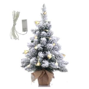 50CM Fallender Schnee Beflockter Weihnachtsbaum aus PVC-Material mit Sackleinenbasis, Mini-Desktop-Dekorationsbaum, Geeignet für Weihnachten, Zuhause/Büro/Küche, Restaurant/Desk