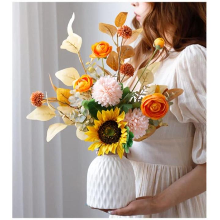 Kunstblumen Gefälschte Blumen mit Vase, Faux Blumenarrangement mit Vase für Heimdekoration, geeignet für Hochzeit, Esstisch, Büro für jeden Anlass
