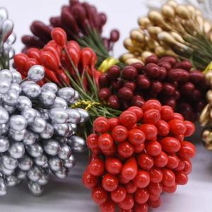 200 stuks bessendecoratie, Kerstmis, kunstbessen, rood, bordeauxrood, zilver, goud, kerstdecoratie, kerstbessen voor doe-het-zelf knutselen, adventskrans, tafeldecoratie