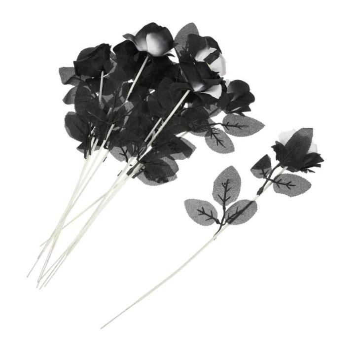 10St Schädel stieg Halloween-Blumen gotische Dekoration Rosenblumensträuße Halloween Party Halloween Spiele gefälschte Rose mit Rosenrequisite für Halloween Plastik