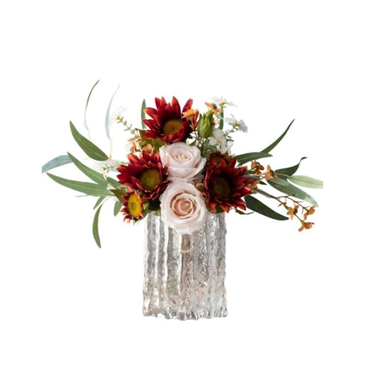 Kunstblumen Nordic Light Luxus-Kunstblumen in moderner Glasflasche – Elegante Blumendekoration, 14,5 x 40 cm für das Wohnzimmer für jeden Anlass