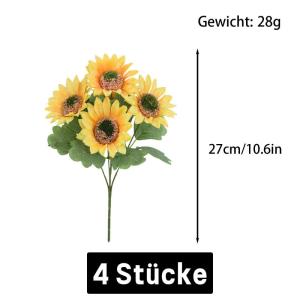 Dekoblumen Künstlich 20 Bündel Kunstblumen Deko Sonnenblumen Fake Blumen wie Echt für Hochzeit Geburtstag Blumenstrauß Garten Balkon Außen Innen Deko 1506