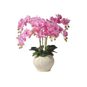 Kunstblumen Realistische künstliche Blume, Seidenorchidee, Phalaenopsis, mit Keramikvase, Wohnzimmer, Heimdekoration, Blumenstrauß für jeden Anlass