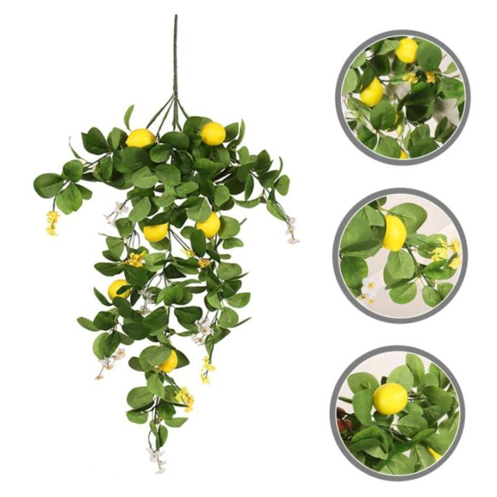 2St Simulation Zitronenrattan Ramo de Flores Artificiales künstliche Pflanzen Künstliche Zitronenpflanze Dekorative Zitronenpflanze Baum-Zitronenzweig-Ornamente Zitronenpflücker