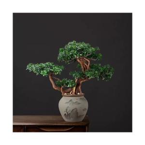 Kunstbonsai-boom bonsai-boom, kunstmatige grenen, bonsai-interieurdecoratie, kunstmatige bonsai-planten voor interieur, kantoordecoratie (rood) kunstbomenplanten (kleur: c)