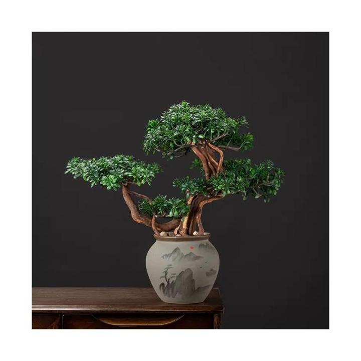Kunstbonsai-boom bonsai-boom, kunstmatige grenen, bonsai-interieurdecoratie, kunstmatige bonsai-planten voor interieur, kantoordecoratie (rood) kunstbomenplanten (kleur: c)