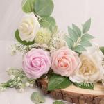 Kunstbloemen, rozen, 25 stuks, decoratieve kunstrozen met stelen, doe-het-zelf bruidsboeketten, Valentijnsdag, Moederdag, bruiloftsfeest, babyshower, woondecoratie, mix roze