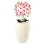Kunstorchidee cascade bloemenboeket, crèmerosa in pot, crème, 112 cm hoog, rubberen bloemen, 5 scheuten, decoratie voor thuiskantoor