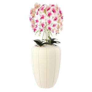 Kunstorchidee cascade bloemenboeket, crèmerosa in pot, crème, 112 cm hoog, rubberen bloemen, 5 scheuten, decoratie voor thuiskantoor
