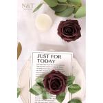 Kunstbloemen, rozen, 25 stuks, decoratieve kunstrozen met steel, doe-het-zelf bruiloft, bruidsfeest, feesttafels, boeketten, bruid, woondecoratie, bordeauxrood