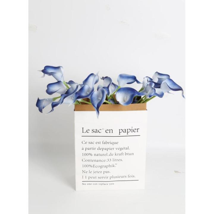 Blaue künstliche Calla-Lilien, fühlen sich echt an, blaue Calla-Lilien, Kunstblumen, Arrangement, Blumenstrauß für Zuhause, Garten, Büro, Party, Hochzeit, Blumenstrauß, Tafel