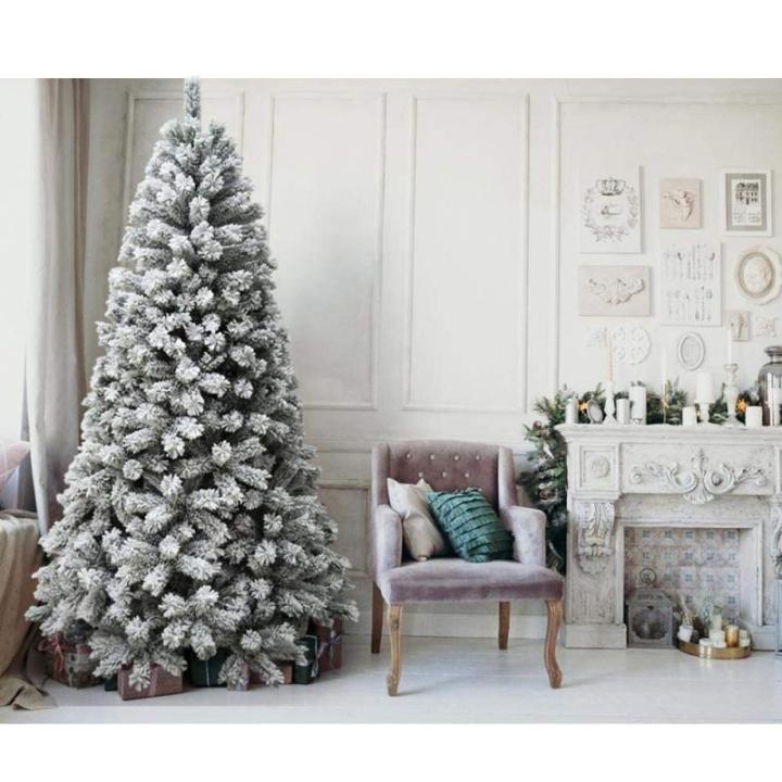 Weihnachtsbaum Royal Super Dicker Kiefer Grün Schnee Basis Kreuz Eisen Faltbar Hohe Qualität Zweige mit Schnee Einfache Montage Öffnung Regenschirm (210cm)