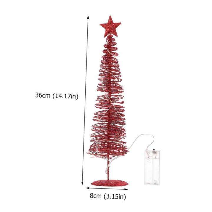 1stk Leuchtender Weihnachtsbaum Beleuchtete Birke Künstliches Baumlicht Künstlicher Gefälschter Weihnachtsbaum Bleistiftbaum Beleuchten Desktop-Weihnachtsbaum Schmiedeeisen Rot
