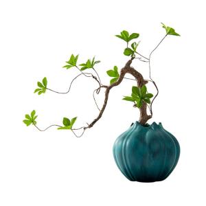 Künstlicher Bonsai-Baum Künstliche Bonsai-Baumpflanzen mit Vintage-blauen Töpfen, Simulationsblume, künstliche Topfpflanze, elegante Innen-, Büro- und Wohnzimmer-Desktop-Dekor