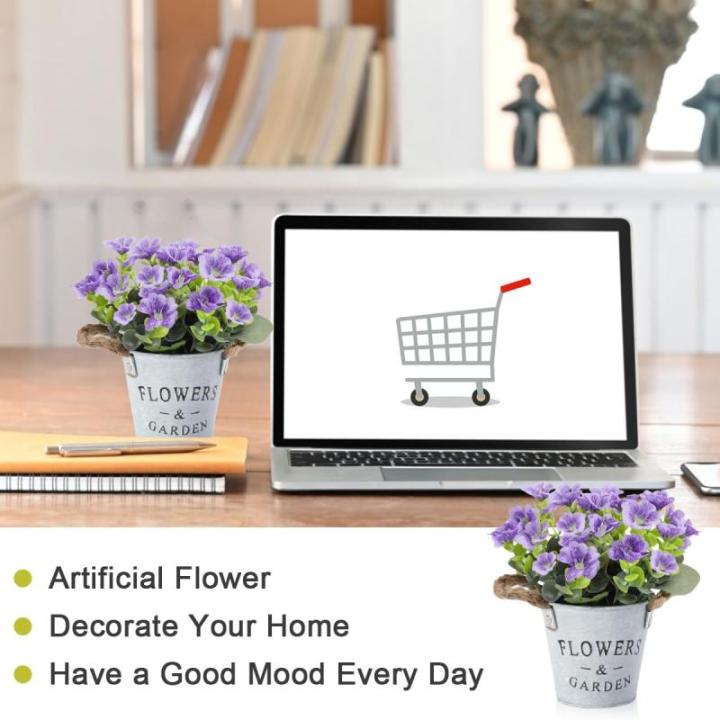 Decoratieve Bloemen, Kunstbloemen voor Buiten Binnen in Potten, Kunstbloemen Ambachten voor Huisdecoratie, Kamerdecoratie, Kantoor, Keuken, Tuin (Paars)