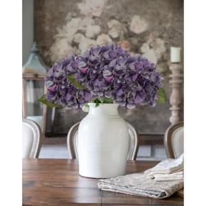 Kunsthortensia, 2 stuks, blauw, paars, Ø 19 cm, kunstbloemen, hortensia, als echt voor bruidsboeketten, huis, kantoor, hotel, feestdecoratie, middenstukken, bloemstukken