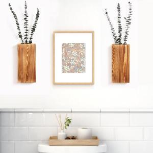 2 stuks houten wandplanter voor gedroogde bloemen en kunstgroen kamerplantenhouder, houten zakvaas, moderne boerderij wanddecoratie voor woonkamer slaapkamer badkamer decoraties (b