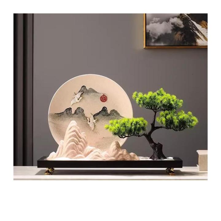 Künstlicher Bonsai-Baum Simulierte Willkommen Kiefer Bonsai Bildschirm Dekoration Zen Wohnzimmer Dekoration Veranda Schrank Büro Landschaft Künstliche Bäume Pflanzen (Color : A