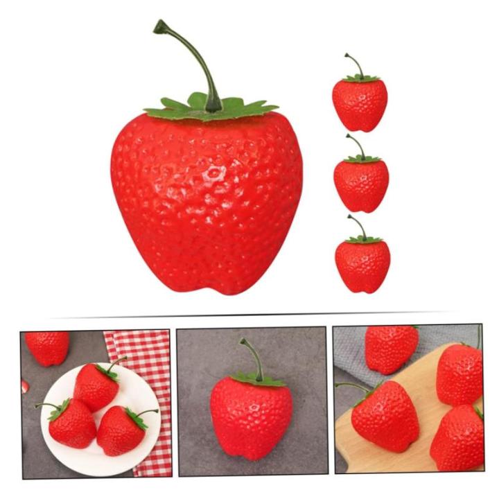 1 Satz Simulation Große Erdbeere Lebensechte Künstliche Fruchtrequisiten Realistisches Obstspielzeug Künstliche Erdbeeren Attrappen Für Desserttische Gefälschte Erdbeeren 4 St