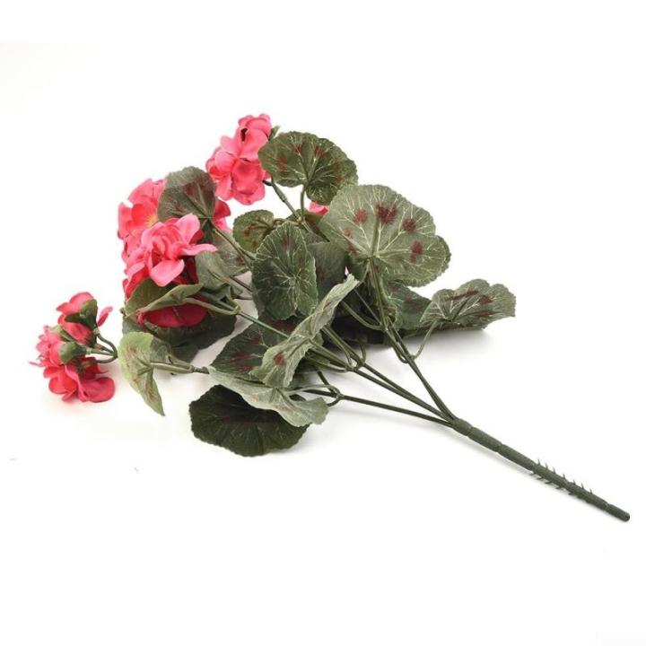 Künstliche Geranien, Blumen, künstliche Pflanze, Geranie, Busch, Blumen, künstliche Flora, Heimdekoration, Zubehör, künstliche Pflanzen (dunkelrosa)