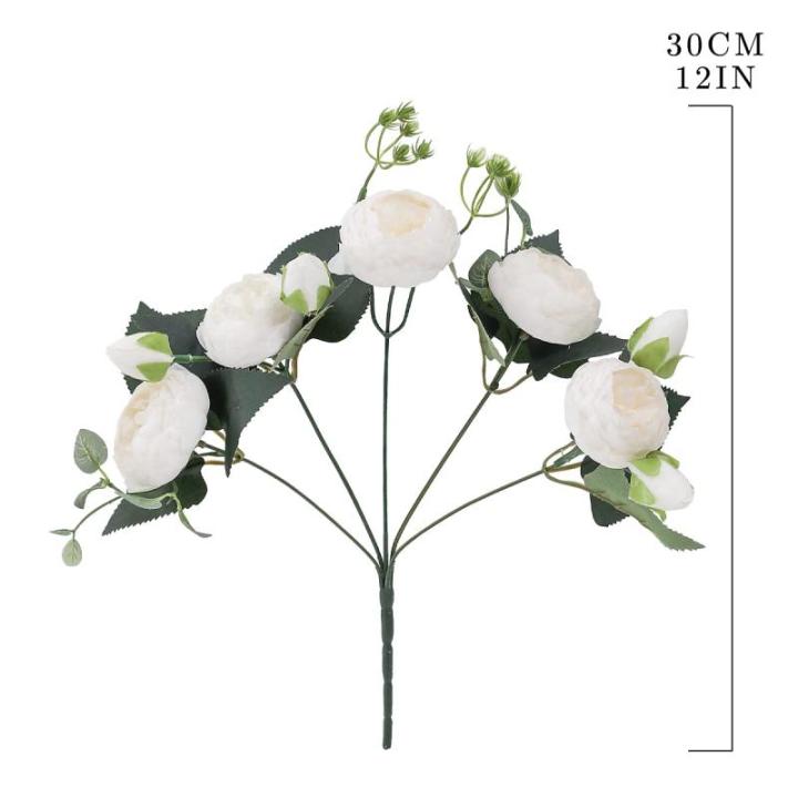 4 bossen kunstmatige bloemen pioen zijde pioenen boeketten nep bloemen boeketten bruiloft decoratie thuis tafel keuken kantoor tuin bruids groen (wit)