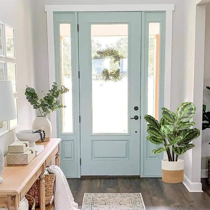 24 inch Kunstmatige Calathea Medallion Plant Nep Planten Home Decor Tropische Faux Plant in Pot voor Home Garden Office Decoratie