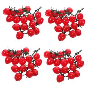 4 Stück Schnur Künstliche Kirschtomaten Künstliche Früchte Künstliche Früchte Gelbe Dekorationen Künstliche Pflanzendekoration Simulierte Tomaten Miniatur Dekoration Heim