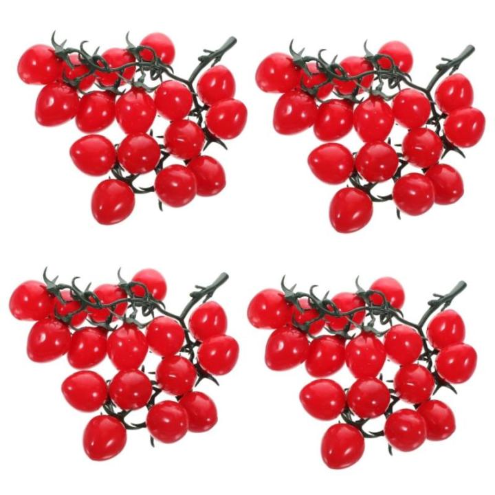 4 Stück Schnur Künstliche Kirschtomaten Künstliche Früchte Künstliche Früchte Gelbe Dekorationen Künstliche Pflanzendekoration Simulierte Tomaten Miniatur Dekoration Heim