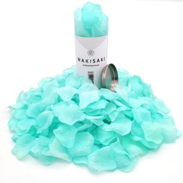 (Getrennt, Desodoriert) Künstliche gefälschte Rosenblätter für Romantische Nacht, Hochzeit, Event, Party, Dekoration, in Loser Schüttung (1000 Stücke, Aqua)