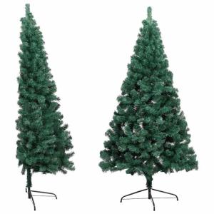 Künstlicher Halb-Weihnachtsbaum Beleuchtung Kugeln Grün 120 cmGrün und grau