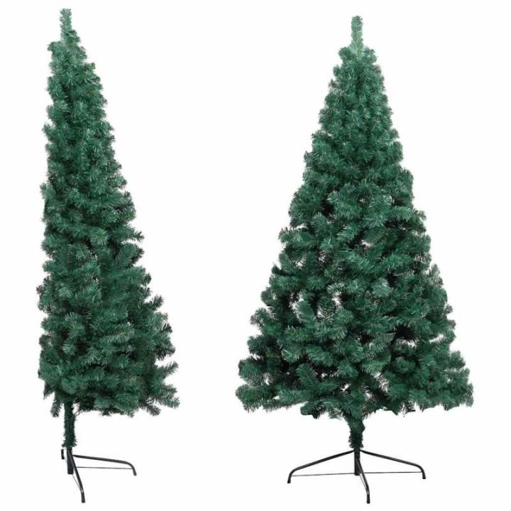 Künstlicher Halb-Weihnachtsbaum Beleuchtung Kugeln Grün 120 cmGrün und grau
