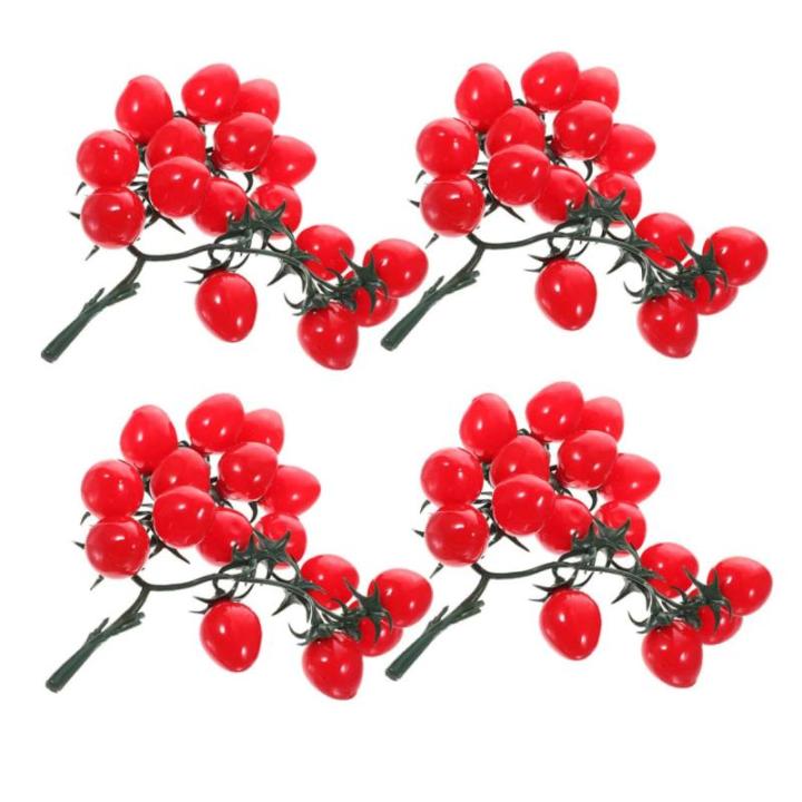 16 Stück Simulierte Kirschtomaten Künstliche Früchte Lebensechte Tomaten Künstliches Gemüse Tomaten Kirschtomaten Modell Heimbedarf Dekorative Kirschtomaten