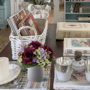Kunstbloemen kunstboeket kunstplant bloemstukken set van 2 hortensia rozenboeket hoogte 30 cm decoratieve plant voor arrangementen feestdag tafel of bruiloft