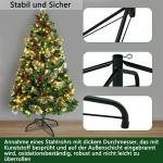 Kunstkerstboom, dennenboom met verlichting, 260 leds, warm wit, incl. metalen standaard, 406 takpunten, pvc-kerstboom voor kerstdecoratie, herbruikbaar, 150 cm, PVC LED dennenboom