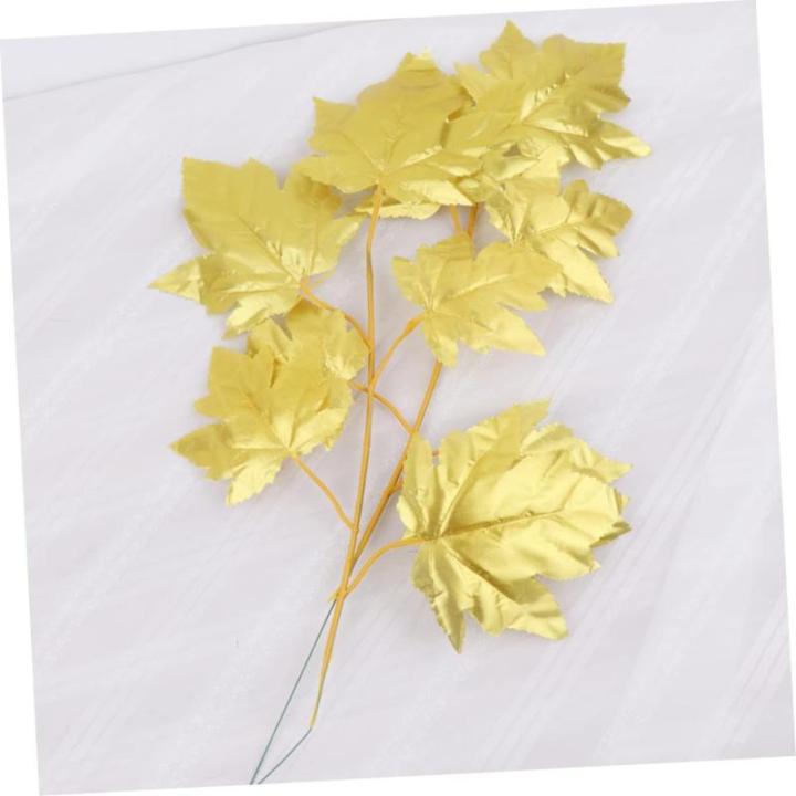 15St Tropische Partydekorationen Ahornblatt-Zweig weihnachtsdeko Christmas Decorations Golddekor Künstliche Ahornblätter Künstliche Blätter Hochzeit Material