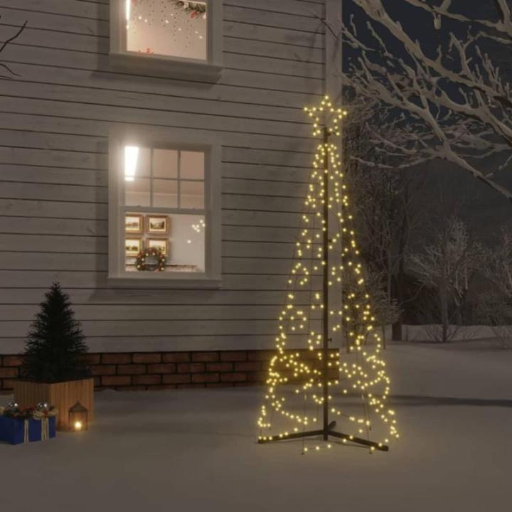 LED kerstboom kerstboom lichtboom kerstdecoratie verlichting buiten verlicht lichtketting outdoor kegelvorm warm wit 200 leds 70x180 cm