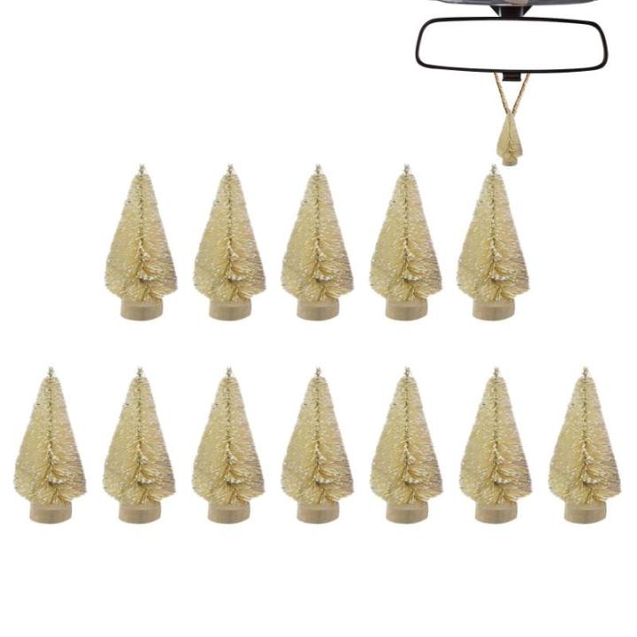 12 Stück Weihnachtsbaum aus Sisal Seidenzeder Miniatur Kiefer Flaschenbürstenbäume künstlicher mattierter Sisal-Weihnachtsbaum für die Weihnachtsdekoration,Tischdekoration