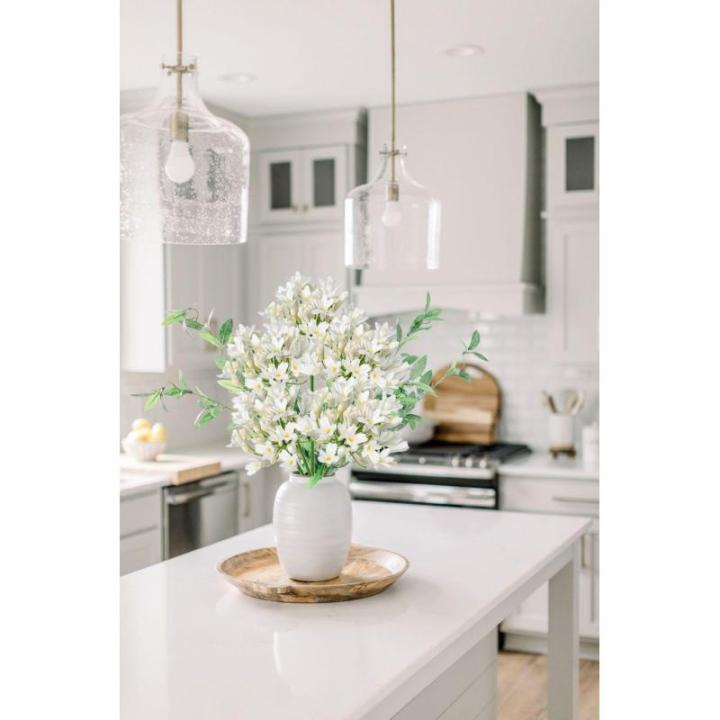 5 stuks kunstbloemen, sierlelie als echte kunstmatige agapanthus, bloemen, 75 cm lengte, lentebloemen, witte decoratieve bloemen voor bloemstuk, thuis, resto, kantoordecoratie