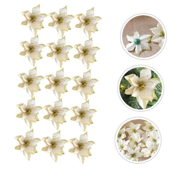 15st Weihnachtsblume Christbaumschmuck Weihnachtssternkranz Selber Machen Weihnachtssternblüten Künstliche Pflanzen Im Freien Weihnachtsglitter Künstliche Golden Plastik