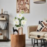 3 stuks witte kunstmatige dahlia's, 75 cm kunstzijden bloemen met lange steel voor bloemstukken, faux dahlia's bloemen voor doe-het-zelf bruiloft party middenstuk huis kantoor deco
