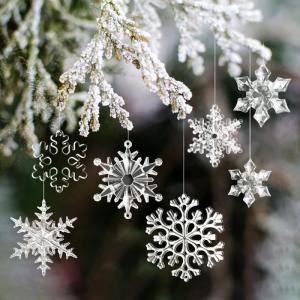 32 stuks kerstdecoratie sneeuwvlokken om op te hangen, acryl sneeuwvlokkendecoratie, ijspegels, hangende decoratie voor kerstboomversiering, raamdecoratie, winterdecoratie, feestsn