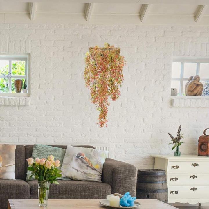 , 2 stuks, kunstklimopslinger, 80 cm, voor binnen en buiten, kunstbloemen voor muur en tuin (rood)