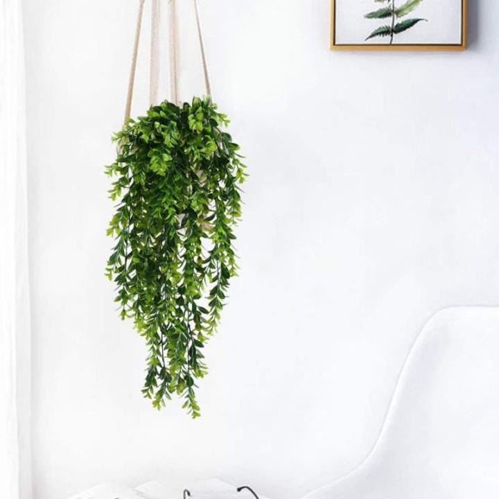Mihunon Kunstmatige hangplanten, 2 stuks, kunststof planten, hangend, kunsthangplanten, lang, groene planten, voor binnen en buiten, thuis, op kantoor, balkon, tuindecoratie