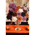 Halloween Künstliche Blumen Schwarze Blumen Mix Seidenblumen Gefälschte Rosen mit Stielen für DIY Hochzeit Brautsträuße Babyparty Blumenarrangement Tischdekoration Heimdekorat